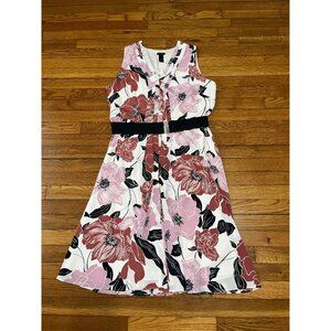 Ann Taylor Floral Midi Floral Dress Womens Size 14 Belted Sleeveless NWT $129.99